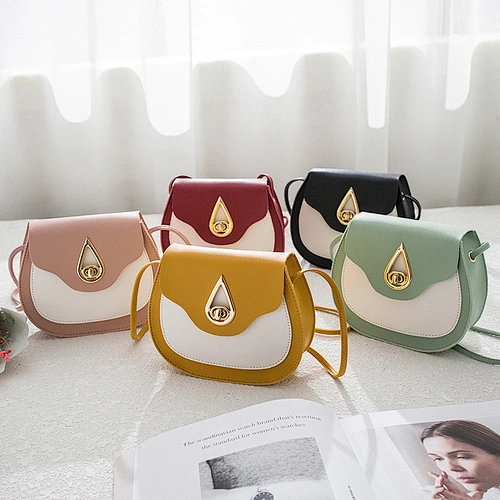 Korean Version 2020 New Small Mobile Phone Bag Personality Water Drop Lock PU Female Shoulder Bag Crossbody Bag