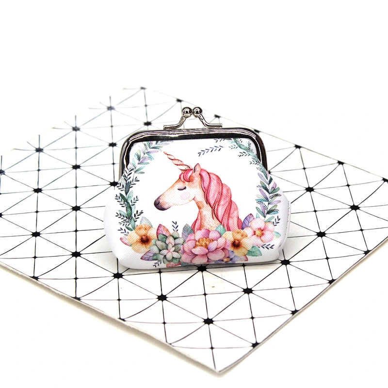 Factory wholesale unicorn print coin purse cartoon creative lady purse