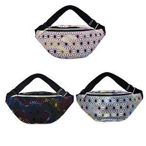 Geometric Wholesale Waterproof Glitter Shiny Women Custom PU Bum Bag Girls Hologram Waist Bag Holographic Fanny Pack