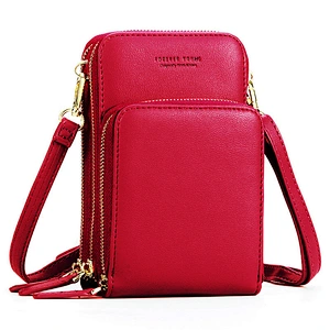 Fashion large capacity solid color multifunctional women crossbody cell phone wallet bag