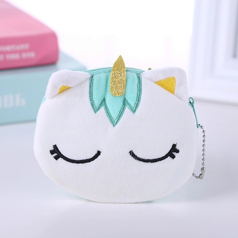 Fashion cartoon unicorn plush children's coin purse headset data cable package wholesale