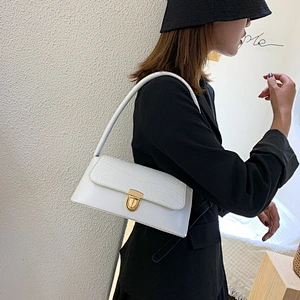 New Design Women Black White PU Leather Fashion Handbags 2021 Popular Simple Crossbody Shoulder Bag For Ladies