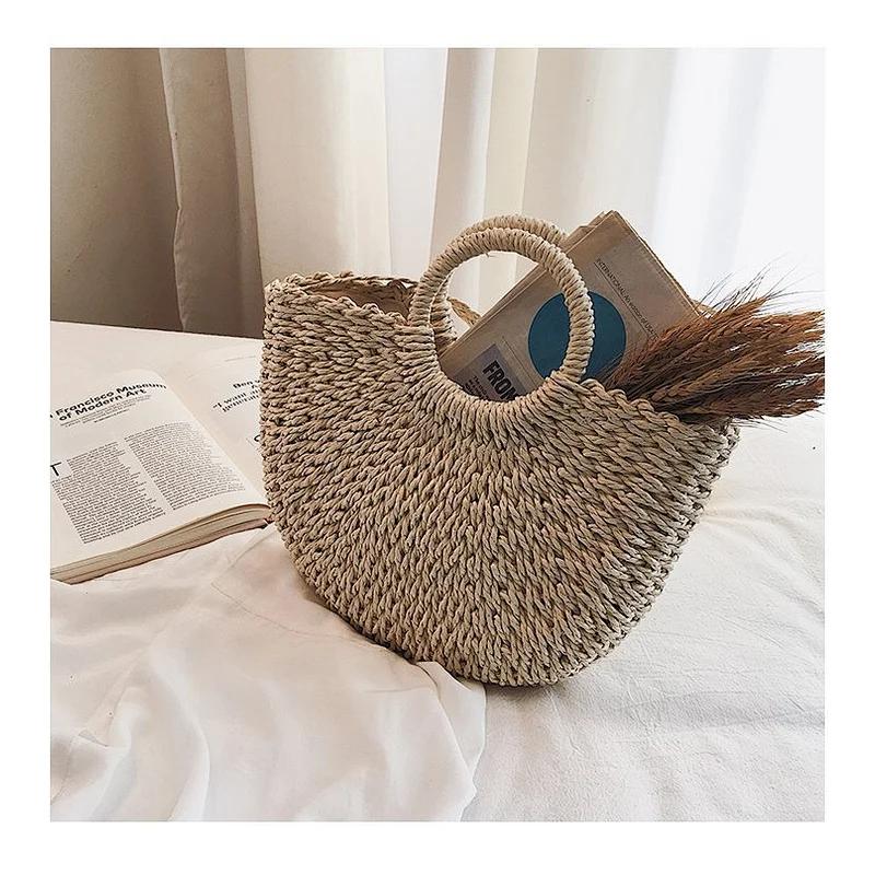 Handmade Straw Bag Female Holiday 2020 Summer Rattan Straw Bag Beach Hand Woven Bag