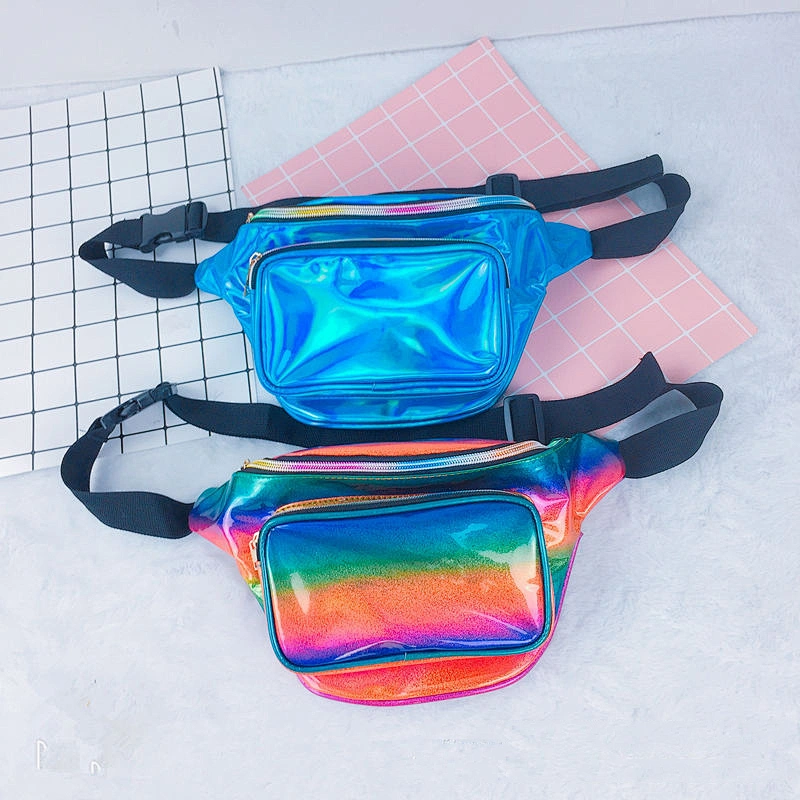 Ladies new laser PU sports waist bag chest bag multifunctional color single shoulder messenger outdoor wholesale customization