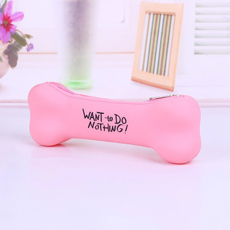 Creative 2021 New Candy Hand Holding Coin Purse Student Stationery Bag Fruit Color Bone-Shaped Silicone Pencil Case