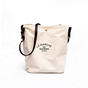 Promotional custom print cotton canvas zipper messenger bag with adjustable leather rope