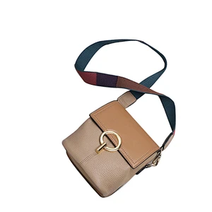 2019 Fashion trend genuine leather bucket crossbody bags ladies shoulder handbag