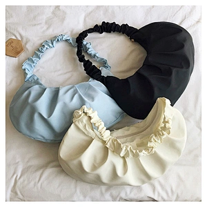 Women Ruffles Strap Shoulder Bag Designer Fashion Frilled Purses Handbags Ruched Large Totes Solid Underarm Bags