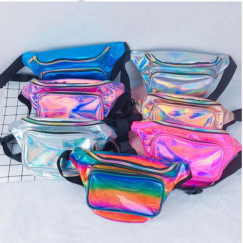 Ladies new laser PU sports waist bag chest bag multifunctional color single shoulder messenger outdoor wholesale customization