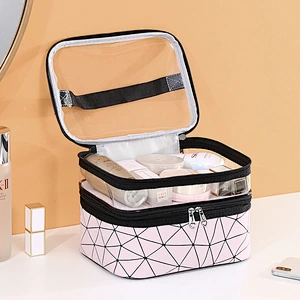 Double Layer Women Makeup Bag Portable Bag Travel Cosmetic Bag