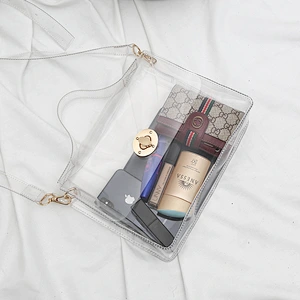 Wholesale customized fashion waterproof high quality women transparent handbag shoulder pvc bags women handbags