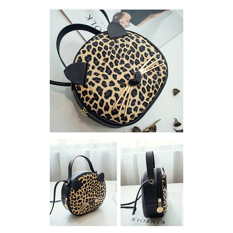 Wholesale Women 2020 New Small Bag Korean Style Crossbody Bag Cute Cat Pattern Trendy Small Round Bag
