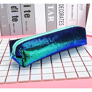 Customized Factory Wholesale Sequin Zipper Pencil Case Student Stationery Colorful Creative Simple Stationery Bag