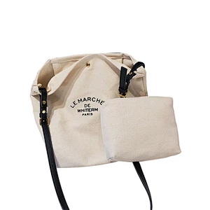 Promotional custom print cotton canvas zipper messenger bag with adjustable leather rope