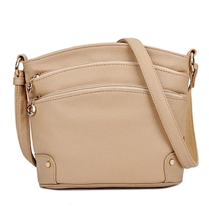 High quality women triple zip pocket large capacity single shoulder bag crossbody bag