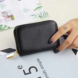 2020 new solid color lychee pattern organ card bag women's ID card holder coin purse all-in-one bag