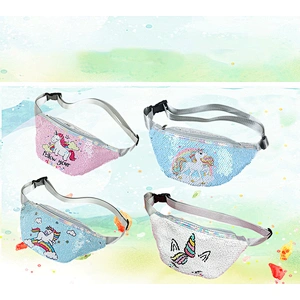 New Design Women Crossbody Bag Reversible Sequin Glitter Fanny Pack Ladies Outdoor Sports Unicorn Waist Bag For Girls