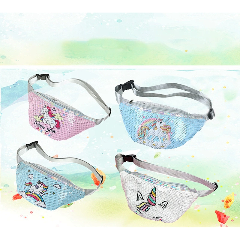 New Design Women Crossbody Bag Reversible Sequin Glitter Fanny Pack Ladies Outdoor Sports Unicorn Waist Bag For Girls