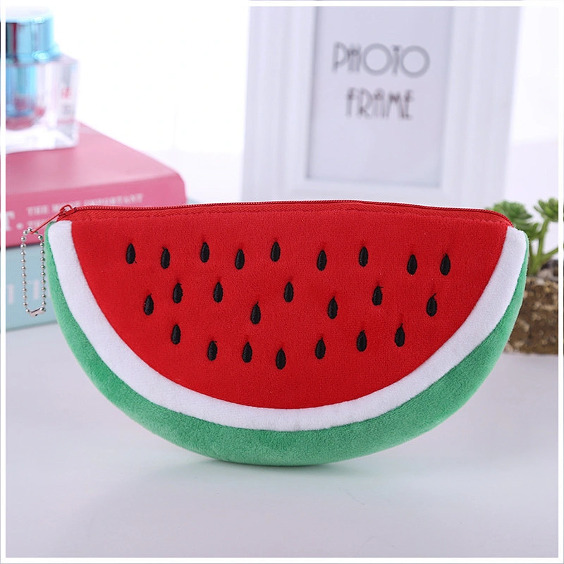 Fashion Cartoon Pencil Case Cute Watermelon Cosmetic Bag Stationery Bag Wholesale Plush Pencil Case