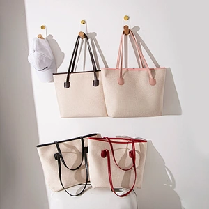 Large Soft Shoulder Bag Women Solid Color Portable Durable Shopping Plain Long Strap PU Tote Bag For Women
