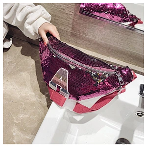 Korean Sequin Kids Sling Shoulder Cute Chest Bag New Style Fashion Glitter Sequin Cross Body Bag Waist Pack