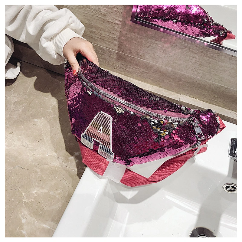 Korean Sequin Kids Sling Shoulder Cute Chest Bag New Style Fashion Glitter Sequin Cross Body Bag Waist Pack