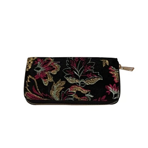 Hot sale fashion classic long wallets retro flannel embroidery wallet