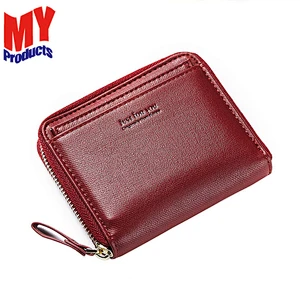 Customized Leather Women Lady Slim Travel Short Wallet For Woman