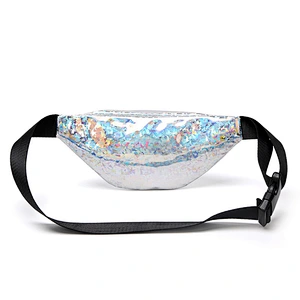 Laser Waist Packs Bags Women Pure Color Glass Sequins Fanny Pack Female Belt Bag PU Laser Chest Phone Pouch