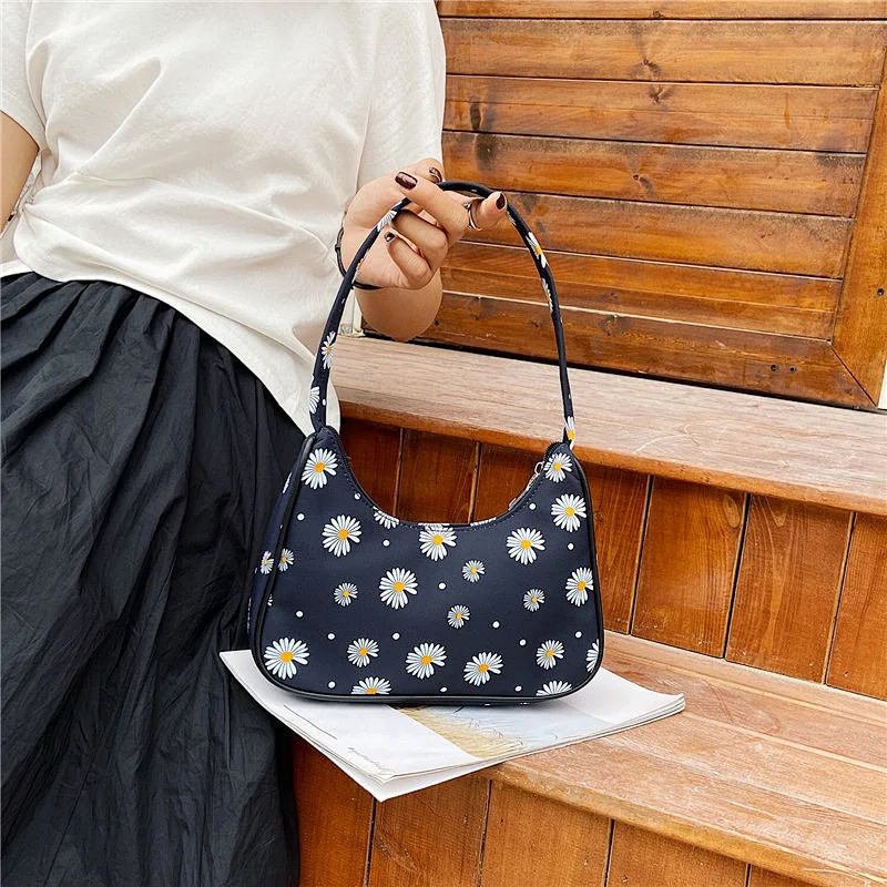 Wholesale Mini Crossbody Bag Amazon Shoulder Bag Women Fashion Nylon Printed Daisy Underarm Bag