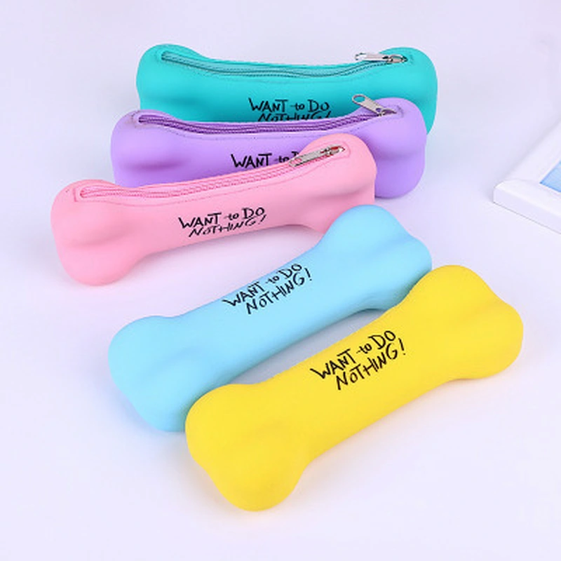 Creative 2021 New Candy Hand Holding Coin Purse Student Stationery Bag Fruit Color Bone-Shaped Silicone Pencil Case