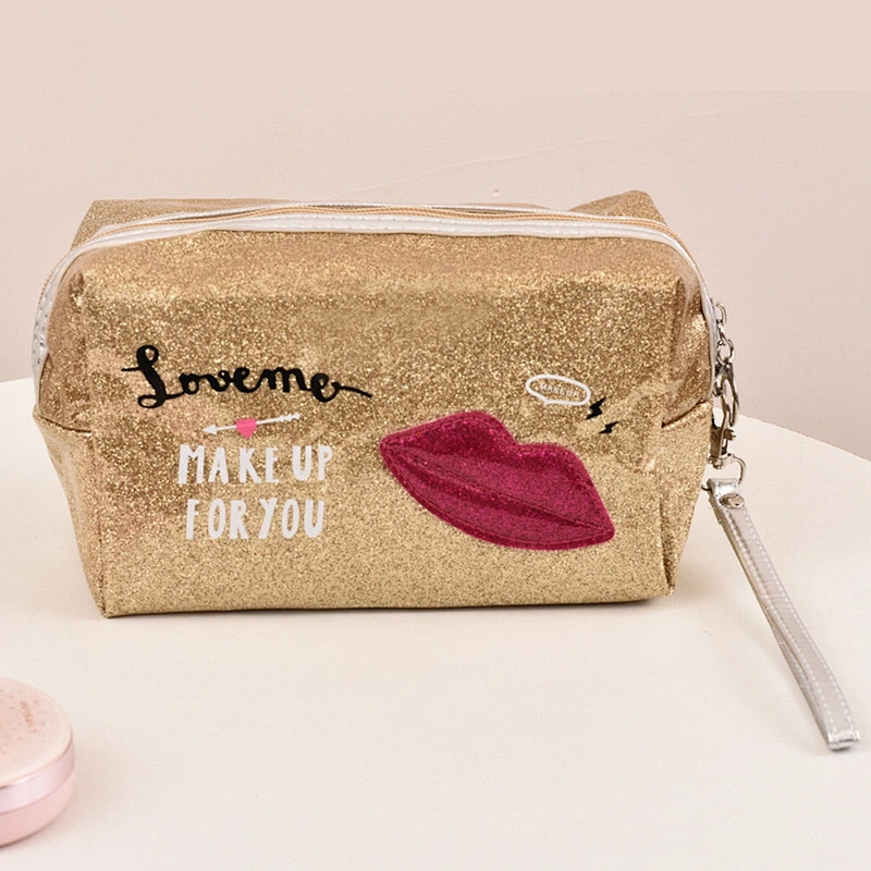 Custom Logo Lipstick Storage PVC Fashion Shiny Jelly Mini Cosmetic Bag Multifunctional Portable Travel Makeup Bag