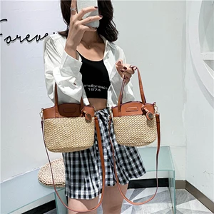 Ins Popular Small Straw Bag 2020 Woven Portable Female Vacation Rattan Bag Messenger Bag