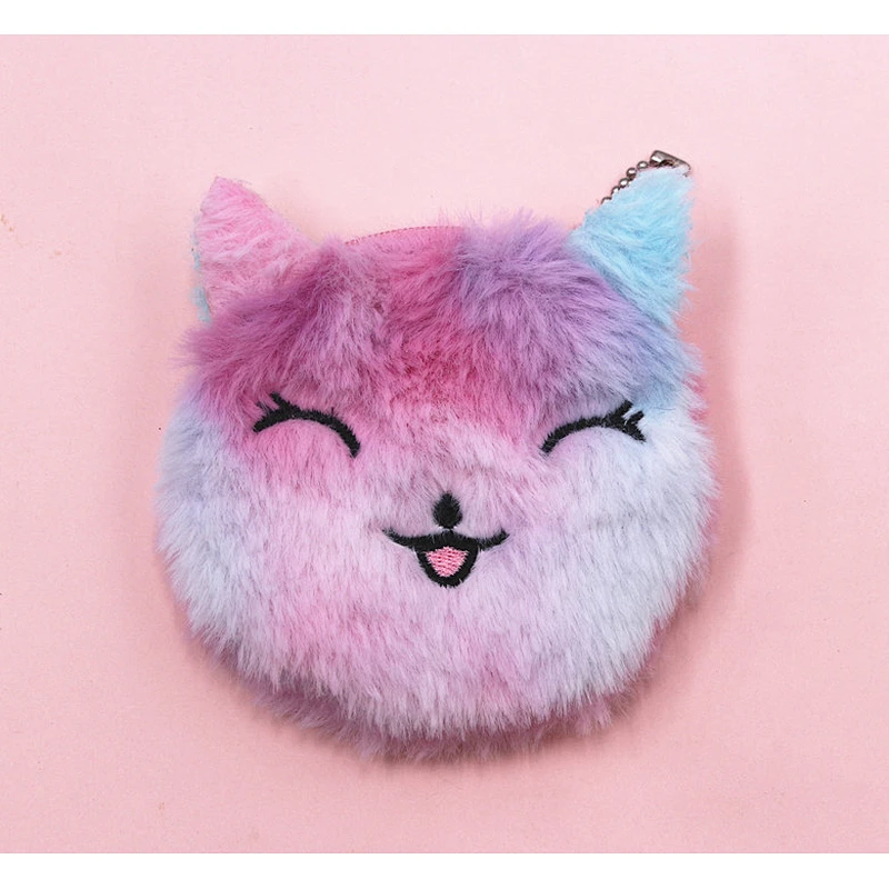 Hot selling unicorn cartoon coin purse children cat plush cute coin purse key pendant bag