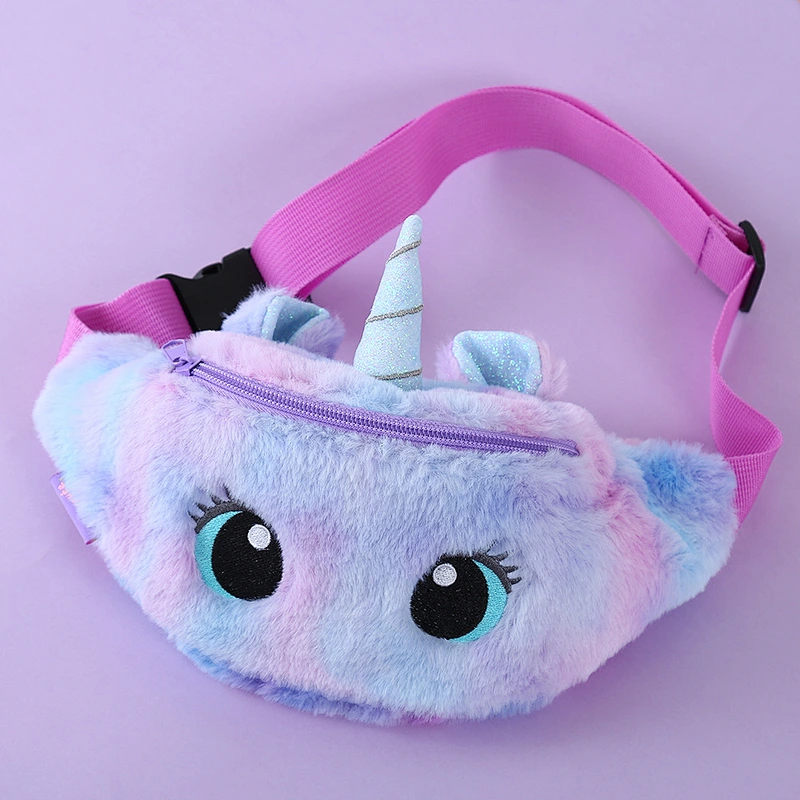 2020 Fashion Children Plush Unicorn Waist Bag Unicorn Crossbody Cute Rainbow Pink Kids Fanny Pack