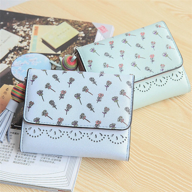 Small women wallet 2019 pu leather money clip wallet coin purse cute ladies wallets and purses