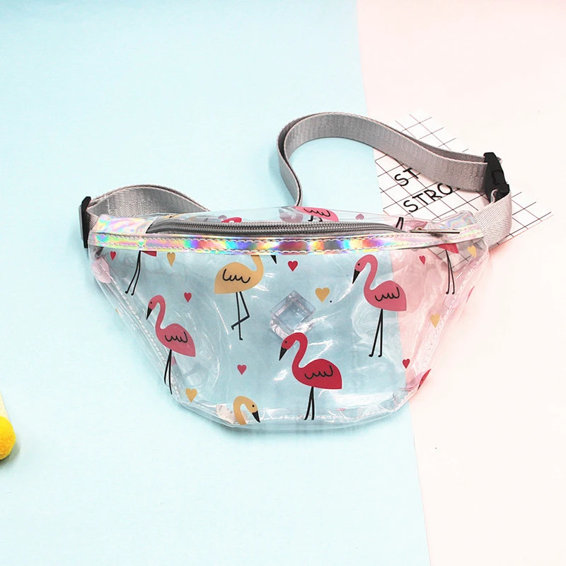 Fashion Women Unicorn Belt Bum Bag Girls Waterproof Transparent Clear Fanny Pack Pvc Waist Bag