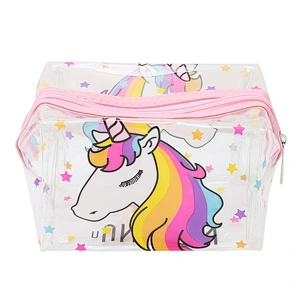 Wholesale Custom Waterproof Zipper Pvc Transparent Makeup Bag Unicorn Cosmetic Pouch