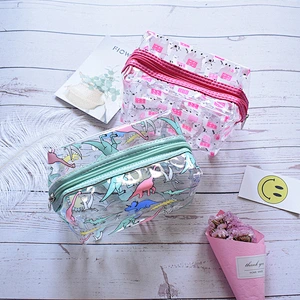 High Quality Retail Cartoon Unicorn Dinosaur Printing PVC Waterproof Cosmetic Makeup Bag