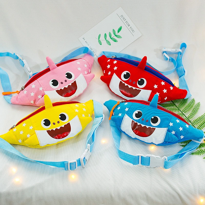 Oxford Cloth Small Waist Bag Cute Cartoon Shark Design Cross Body Bag Fanny Pack For Children