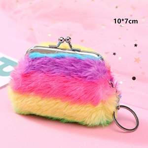 Fashion cute plush coin purse girl heart portable small coin purse gradient girl pouch