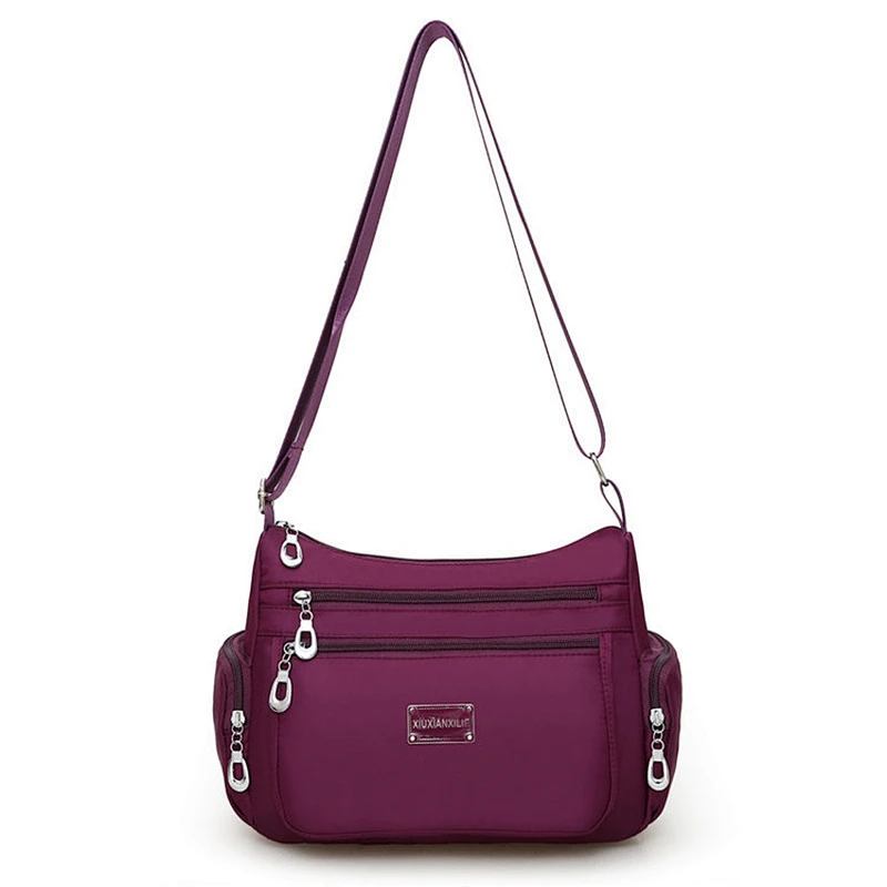 Wholesale China custom waterproof purple nylon women shoulder bag for ladies