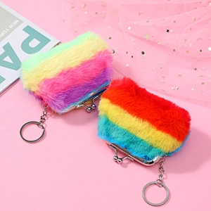 Fashion cute plush coin purse girl heart portable small coin purse gradient girl pouch