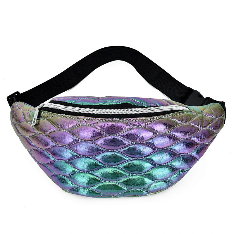 Fashion Designer Bum Bag Women Holographic Shiny Waist Bag laser PU Chest Bags