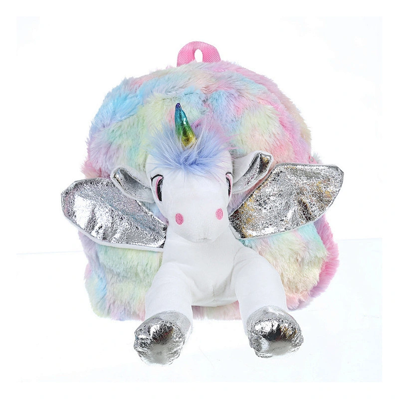 12 Inches Children Cute Unicorn Cartoon Plush Backpack Girl Leisure Travel Bag Kids Toddler Plush Backpack