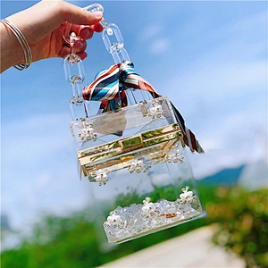 2020 Manufacturer Fashion Women Cosmetic Box Evening Purse Clear Clutch Acrylic Bag