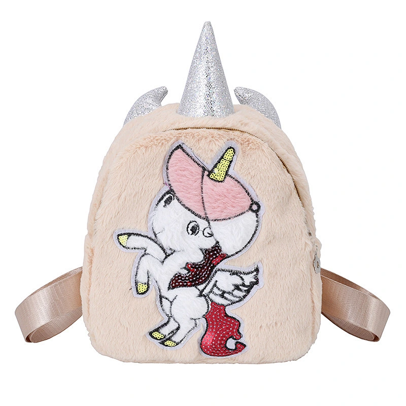 2020 new cartoon plush backpack children's backpack kindergarten flying unicorn backpack