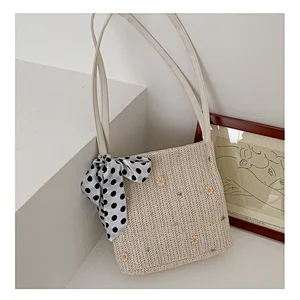 Ins 2020 Small Straw Bucket Bag Summer New Fairy Rattan Beach Vacation Portable Shoulder Bag