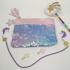 Mermaid Sequin Fashion Handbags Reversible Sequin Storage Bag Tassel Zipper Clutch Bag Makeup