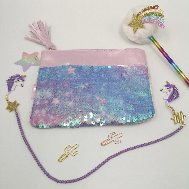 Mermaid Sequin Fashion Handbags Reversible Sequin Storage Bag Tassel Zipper Clutch Bag Makeup